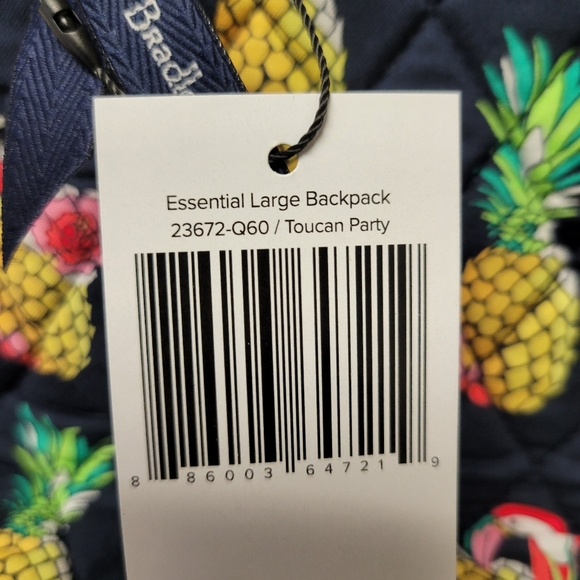 New Vera Bradley Toucan Party Pineapple Essential Large Backpack - Picture 7 of 8